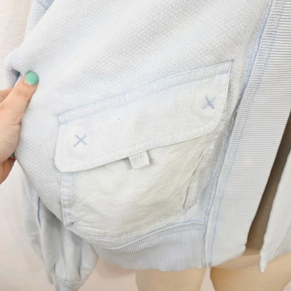 Free People We The Free Lou Day Cardi pastel blue cardigan sweatshirt women's XS - Picture 6 of 9
